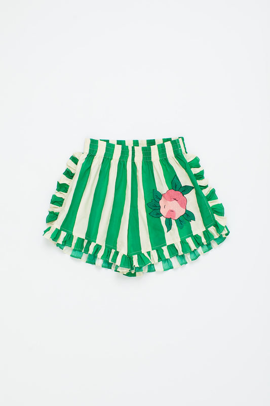 FLOWERS STRIPES SHORT WHITE GREEN