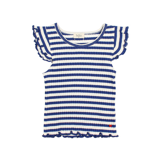 FANCY RIB T-SHIRT - BLUE