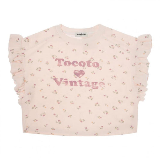 TOCOTO LOVE VINTAGE TERRY FLOWER PRINTED T-SHIRT