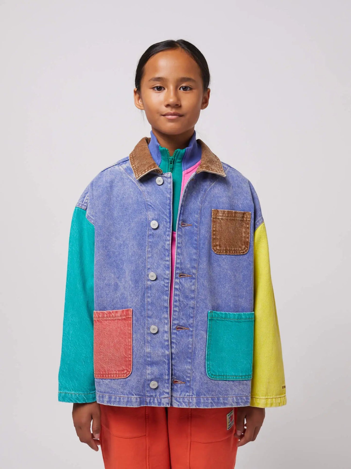 Color block denim jacket