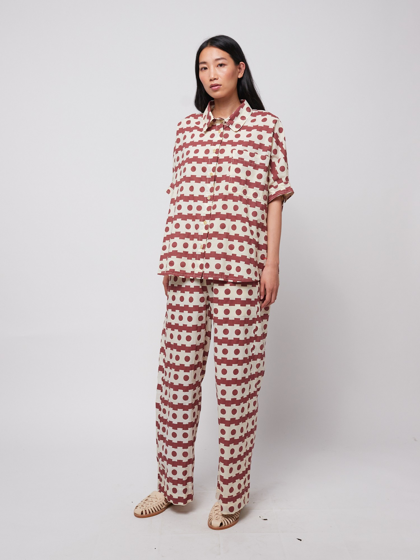 Geometric Print Wide-Leg Trousers