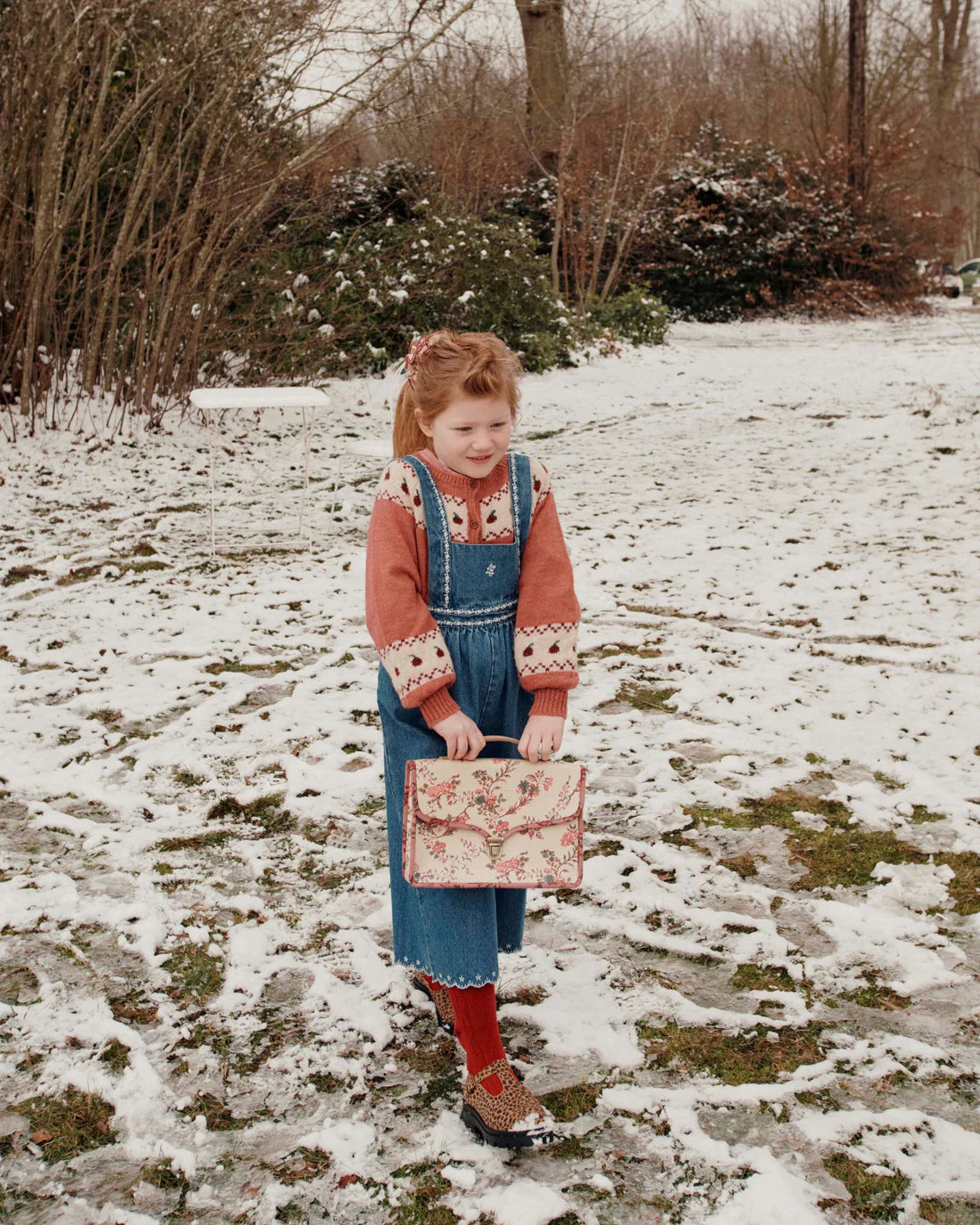 Denim embroidered overalls