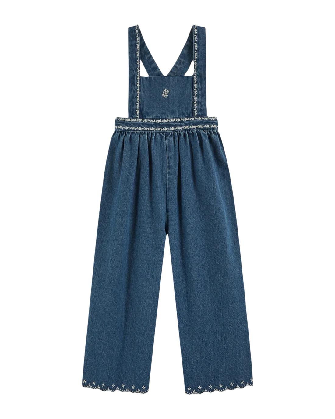 Denim embroidered overalls