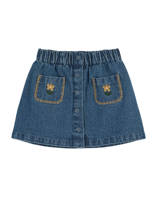 Denim embroidered skirt