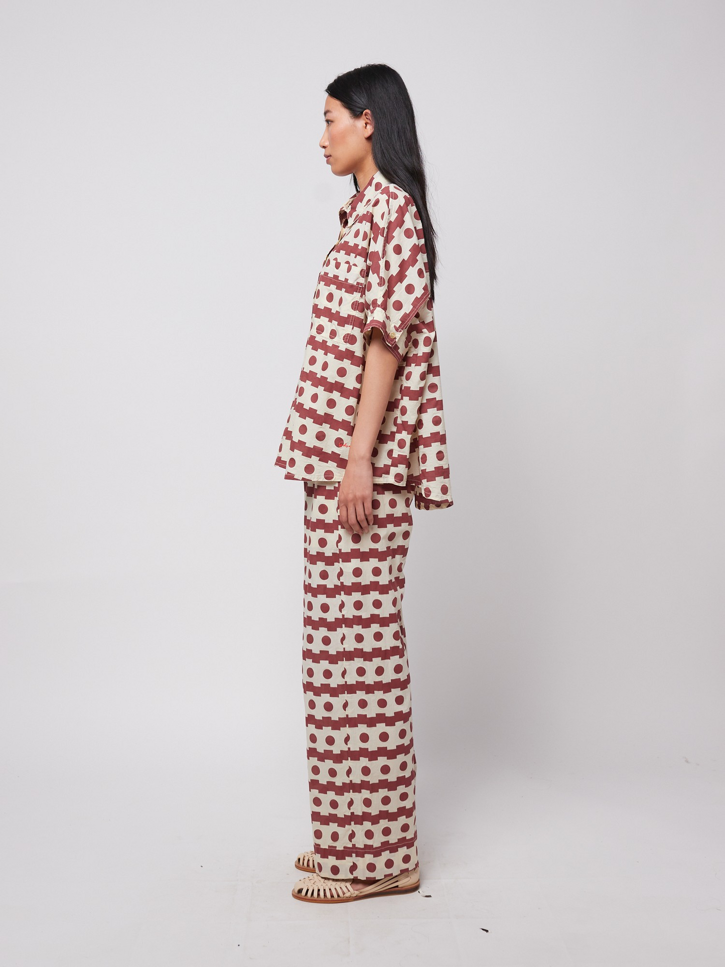 Geometric Print Wide-Leg Trousers