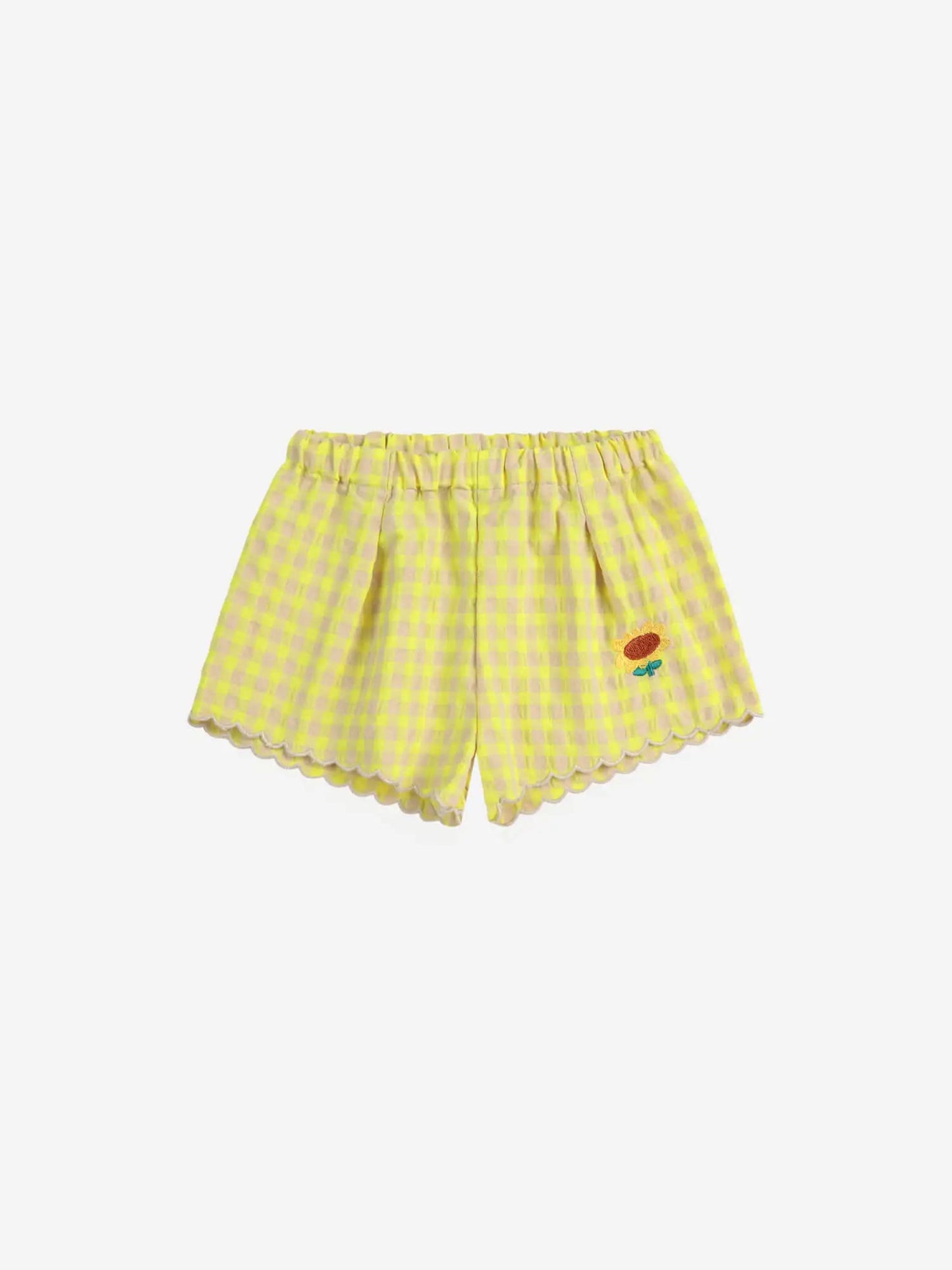 Vichy ruffle woven shorts