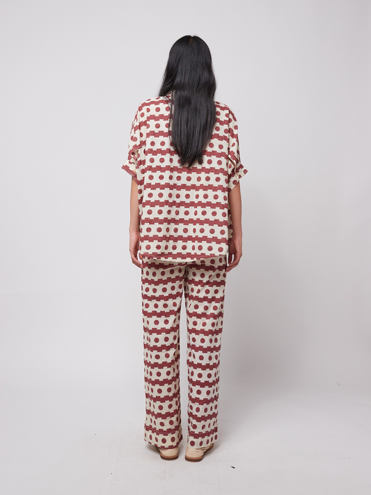 Geometric Print Wide-Leg Trousers