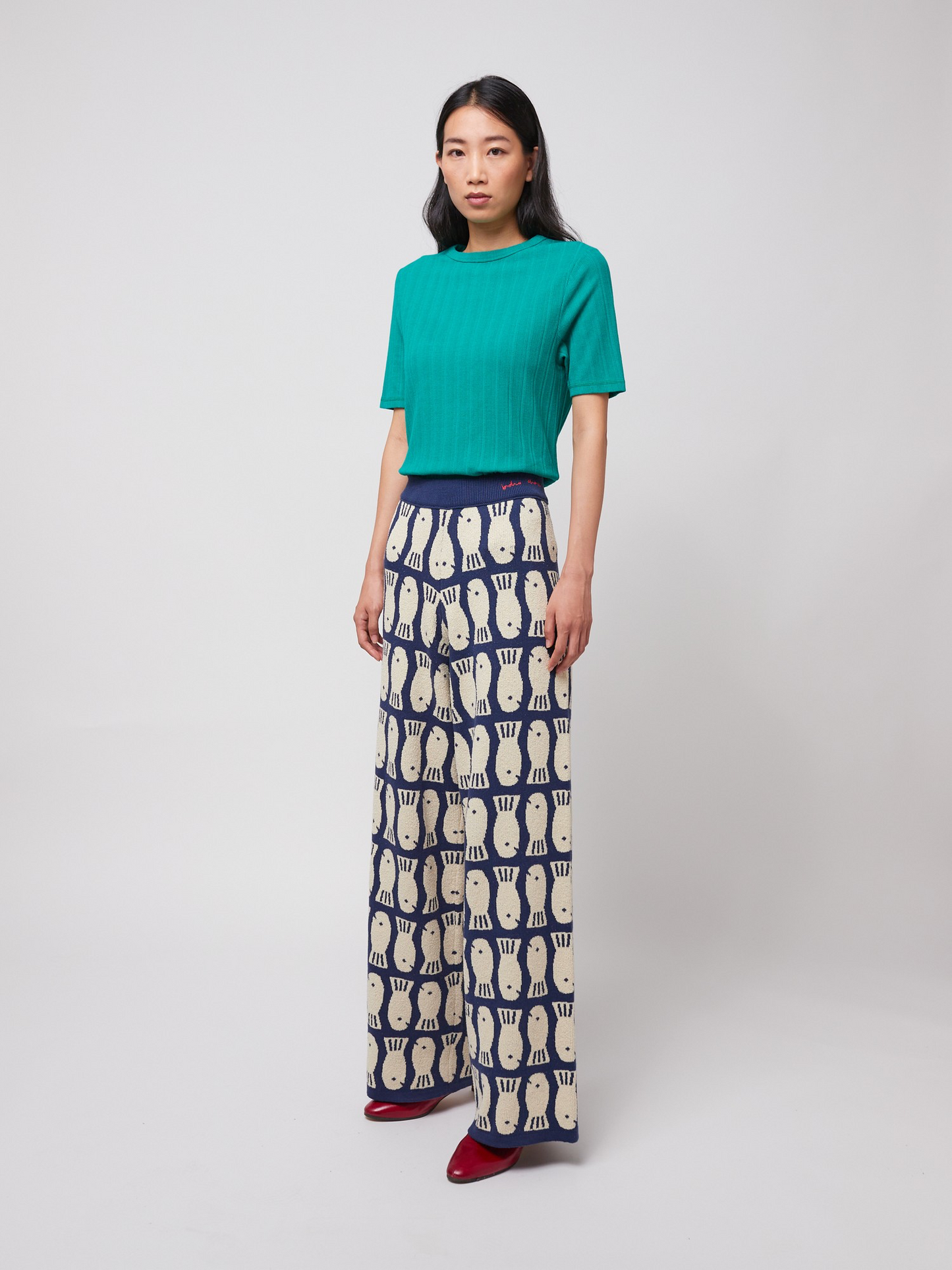 Lucky Fish Jacquard Knitted Trousers