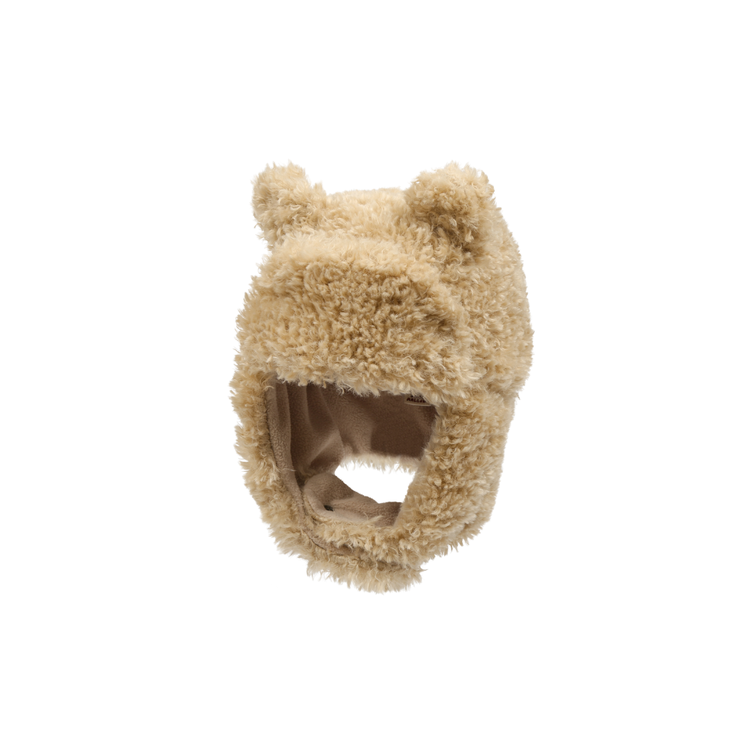 Teddy Bear Ear Warmer Hat Beige