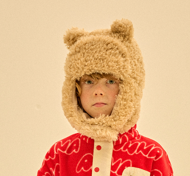 Teddy Bear Ear Warmer Hat Beige