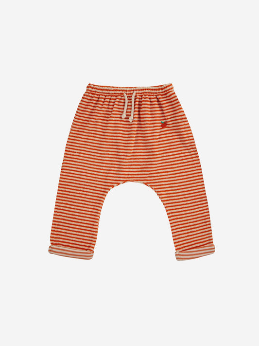 BABY ORANGE STRIPES TERRY HAREM PANTS 