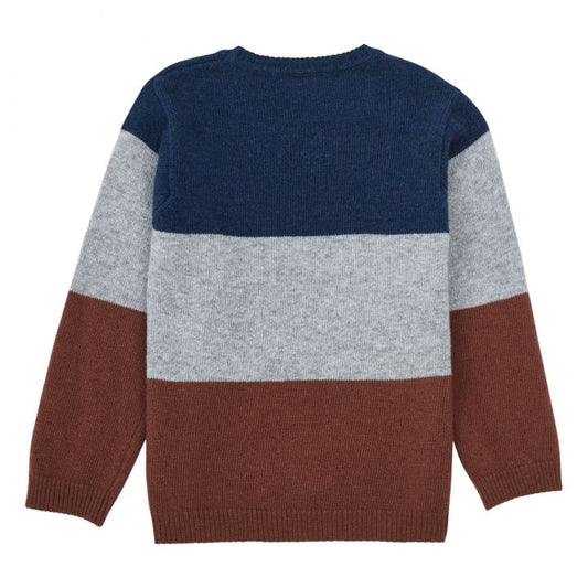 Maglione in lana merino tricolore | Blu marino