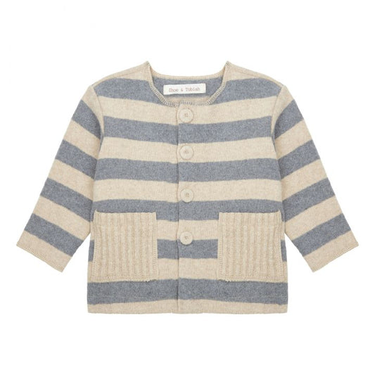 Striped knit cardigan with pockets | Beige