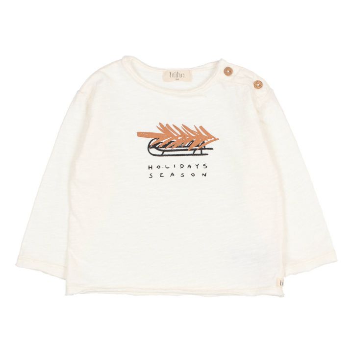 T-Shirt in cotone organico fiammato Holidays | Ecru